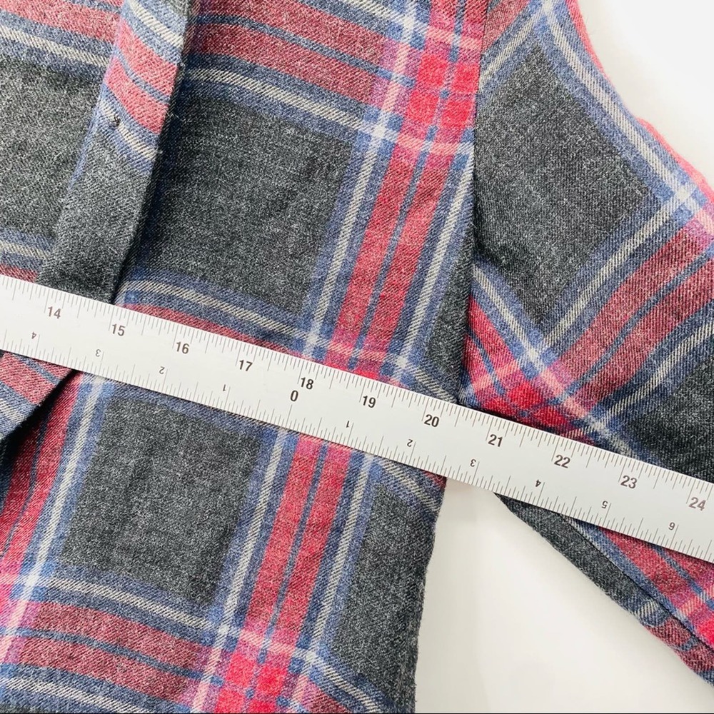Zara Red Gray Plaid Print Large Pocket Tunic Top XS - Picture 4 of 6